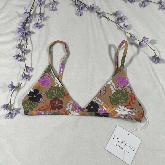 NEW Lokahi Swimwear [ Medium ] Floral Vada Bikini Top in Hana Print - Picture 3 of 10